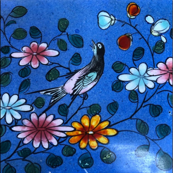 ENAMEL BRASS Beautiful Vtg Handpainted Trinket Box - Picture 2 of 8